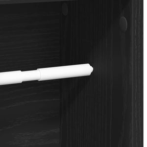 Schwarzer Badezimmerschrank mit Rollenhalter