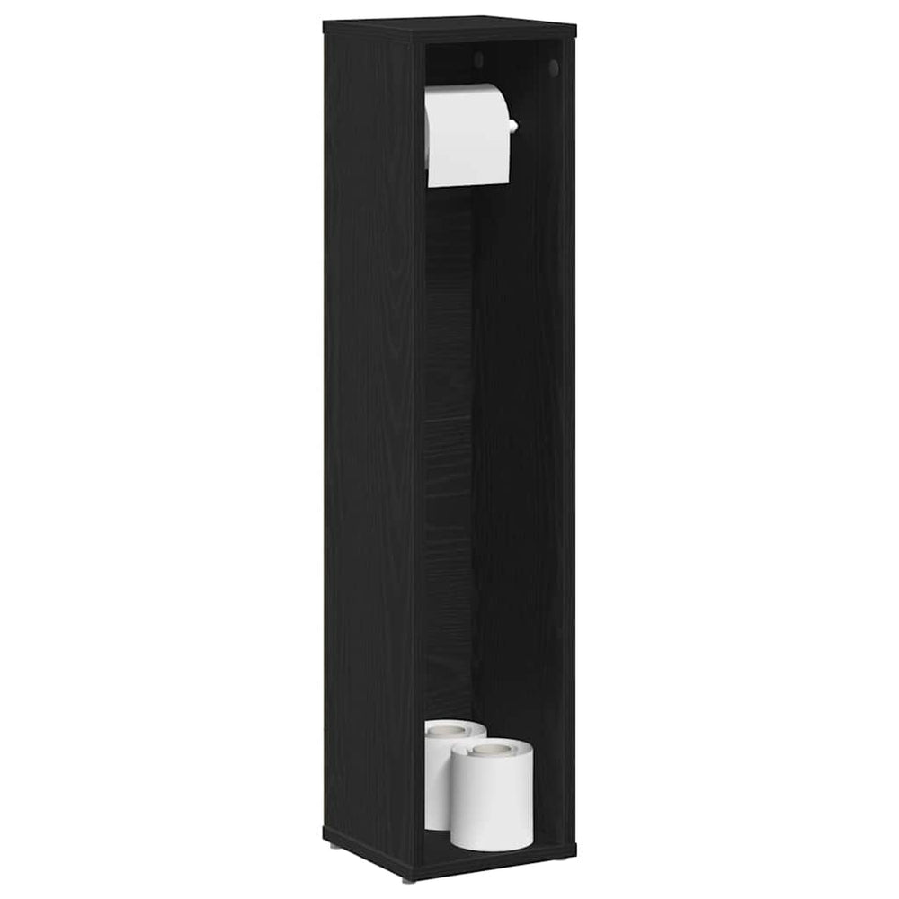 Schwarzer Badezimmerschrank mit Rollenhalter