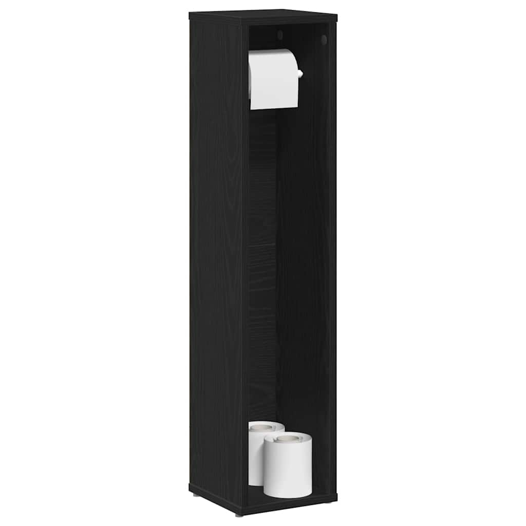 Schwarzer Badezimmerschrank mit Rollenhalter