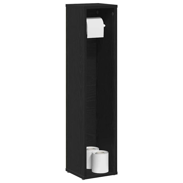 Schwarzer Badezimmerschrank mit Rollenhalter