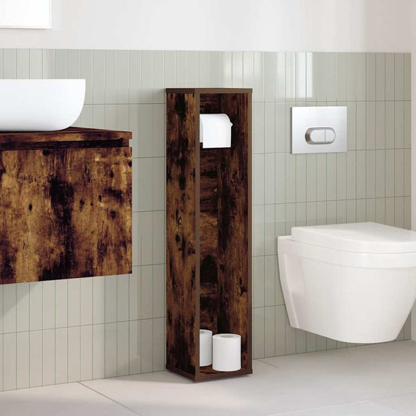 Badezimmerschrank mit Rollenhalter Eiche geräuchert