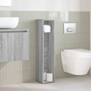 Badezimmerschrank mit Rollenhalter Grau Sonoma 90cm