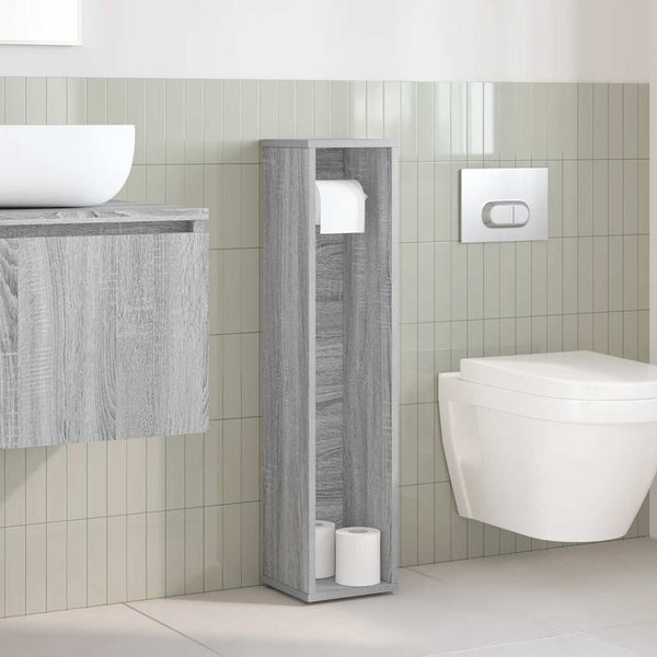 Badezimmerschrank mit Rollenhalter Grau Sonoma 90cm