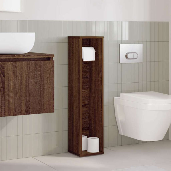 Badezimmerschrank mit Rollenhalter, Braune Eiche