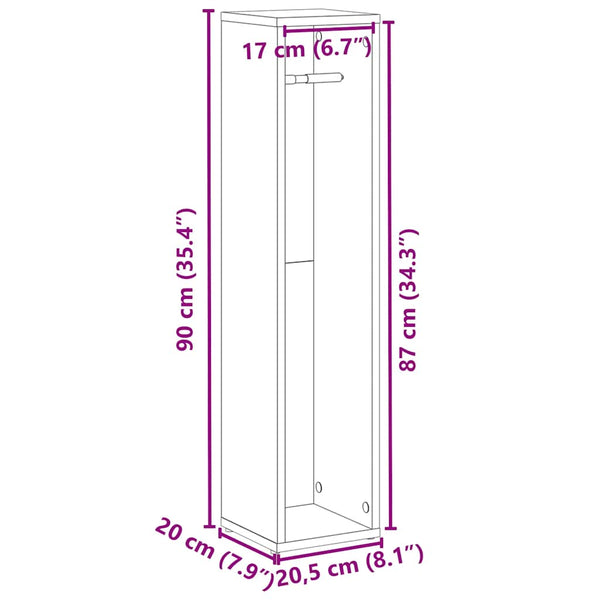 Badezimmerschrank mit Rollenhalter, Braune Eiche