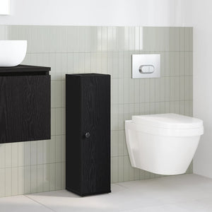 Schwarzer Badezimmerschrank mit Rollenhalter