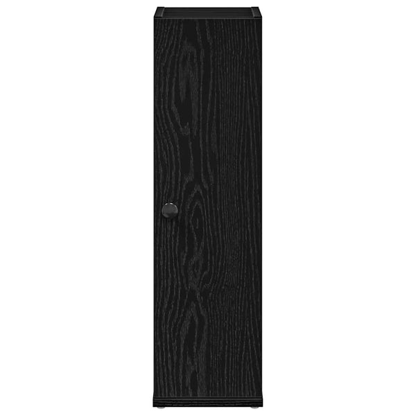 Schwarzer Badezimmerschrank mit Rollenhalter
