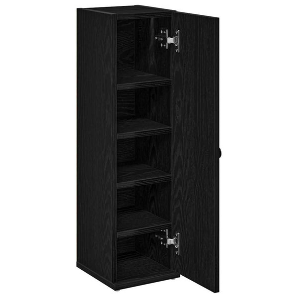Schwarzer Badezimmerschrank mit Rollenhalter