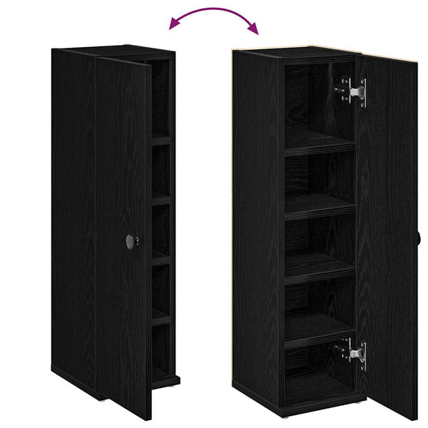 Schwarzer Badezimmerschrank mit Rollenhalter