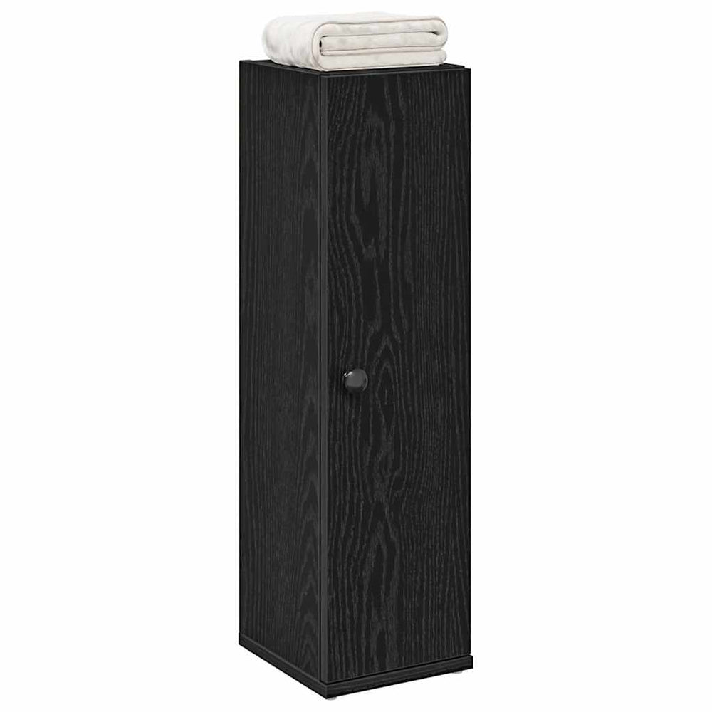 vidaXL Armoire de salle de bain avec porte-rouleau Noir 20,5x22x72 cm