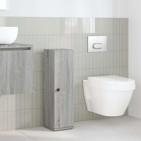 Badezimmerschrank Grau Sonoma mit Rollenhalter