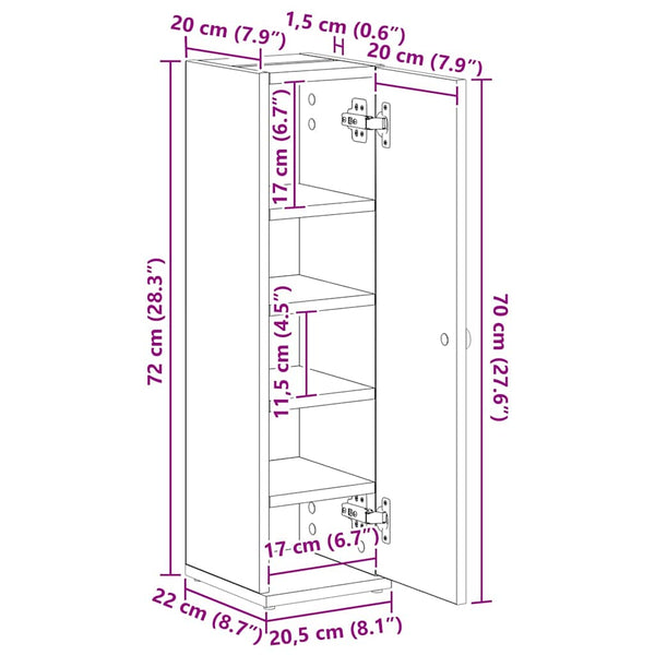 Badezimmerschrank Grau Sonoma mit Rollenhalter