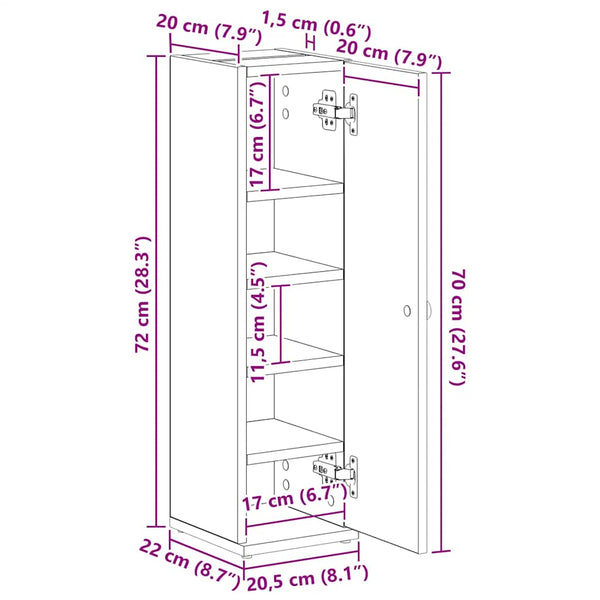 Badschrank mit Rollenhalter Altholz-Optik