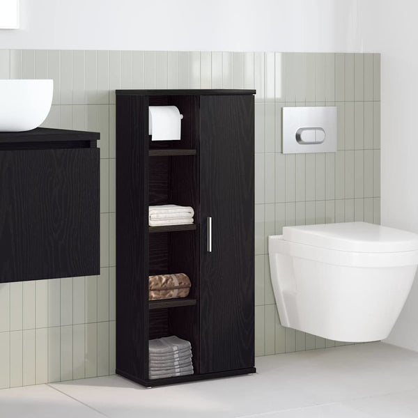 Badezimmerschrank Schwarz mit Rollenhalter