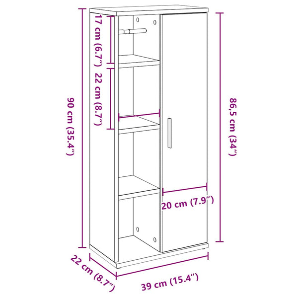 Badezimmerschrank Schwarz mit Rollenhalter