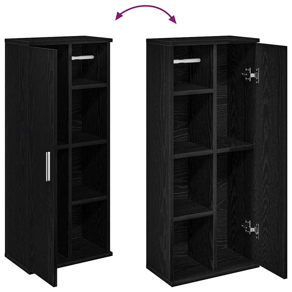Badezimmerschrank Schwarz mit Rollenhalter