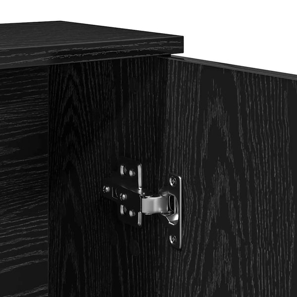 Badezimmerschrank Schwarz mit Rollenhalter