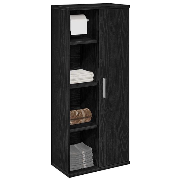 Badezimmerschrank Schwarz mit Rollenhalter