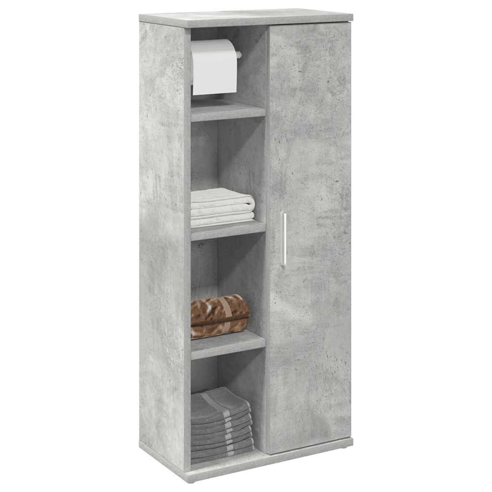 vidaXL Meuble de salle de bain avec porte-rouleau Gris béton 39x22x90 cm