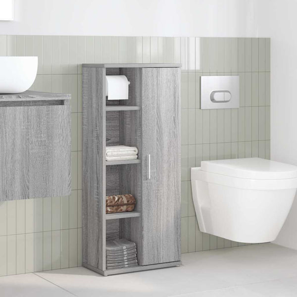 Badezimmerschrank Grau Sonoma mit Rollenhalter