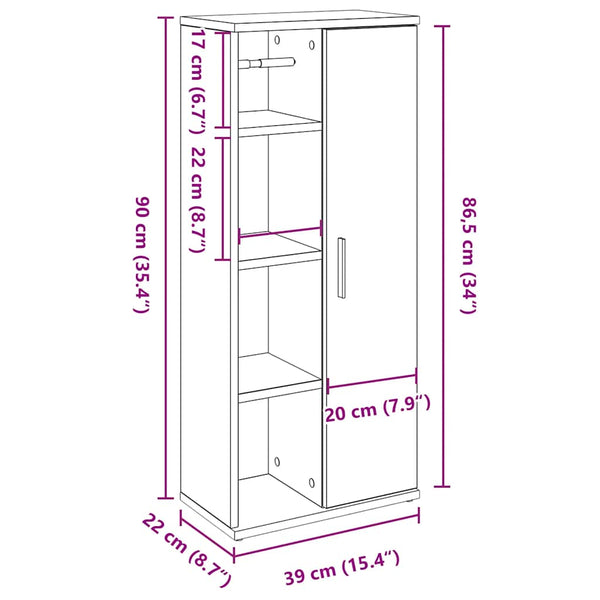 Badezimmerschrank mit Rollenhalter Altholz