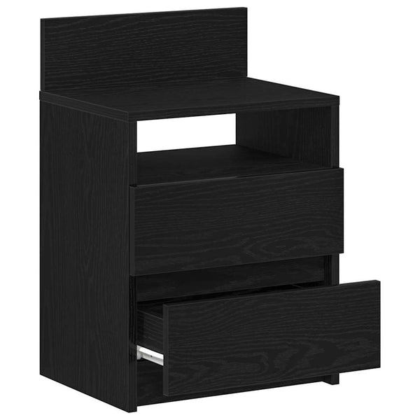 Schwarzer Nachttisch mit 2 Schubladen