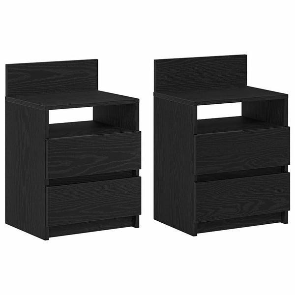 Nachttische Schwarz 2er Set mit Schubladen