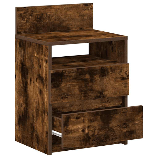 vidaXL Table de chevet avec 2 tiroirs Chêne fumé 40x33x60 cm