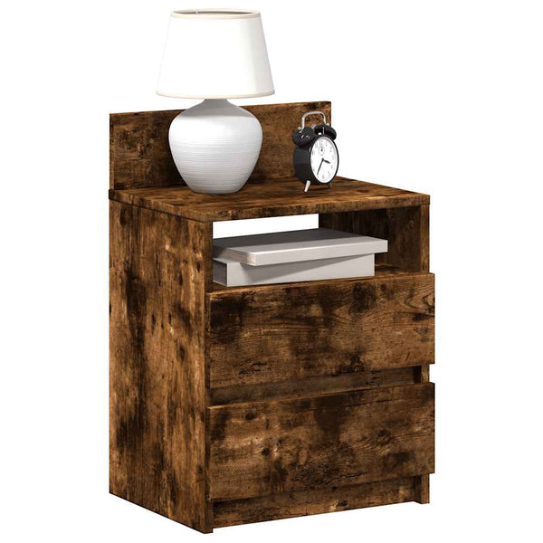 vidaXL Table de chevet avec 2 tiroirs Chêne fumé 40x33x60 cm