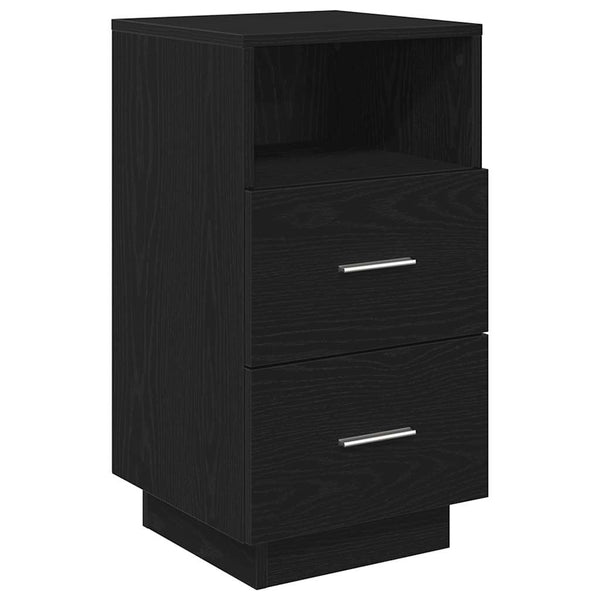 Schwarzer Nachttisch mit 2 Schubladen