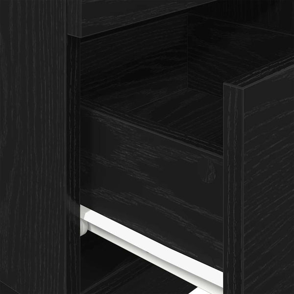 Schwarzer Nachttisch mit 2 Schubladen