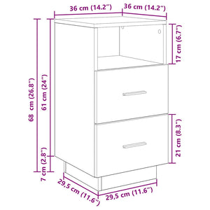 vidaXL Table de chevet à 2 tiroirs Chêne Sonoma 36x36x68 cm
