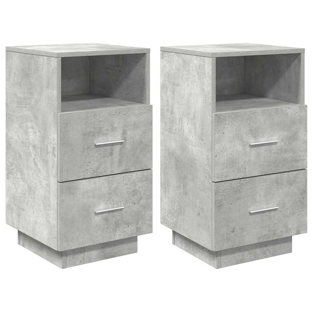 Nachttische 2er Set Betongrau 36x36x68 cm