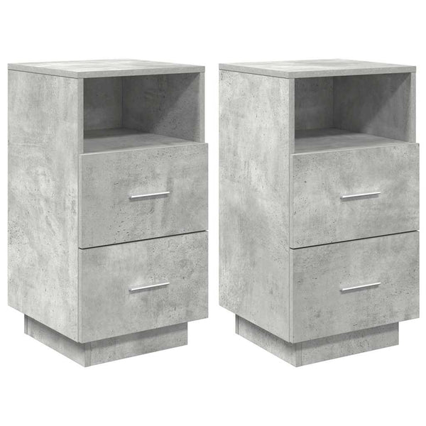 Nachttische 2er Set Betongrau 36x36x68 cm
