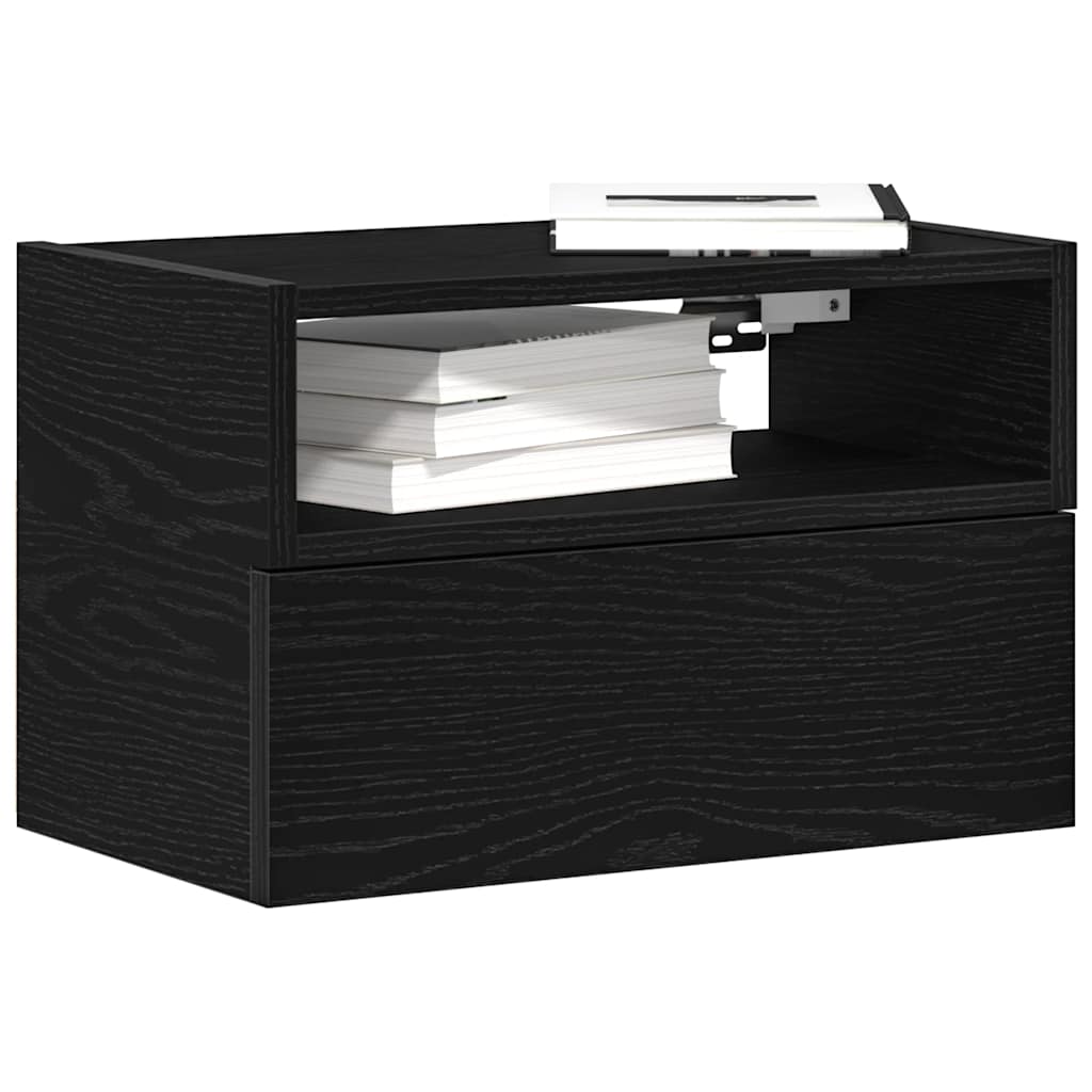 Schwarzer Wand-Nachttisch 45x26x28,5 cm