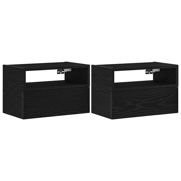 Wand-Nachttische, 2er Set, Schwarz