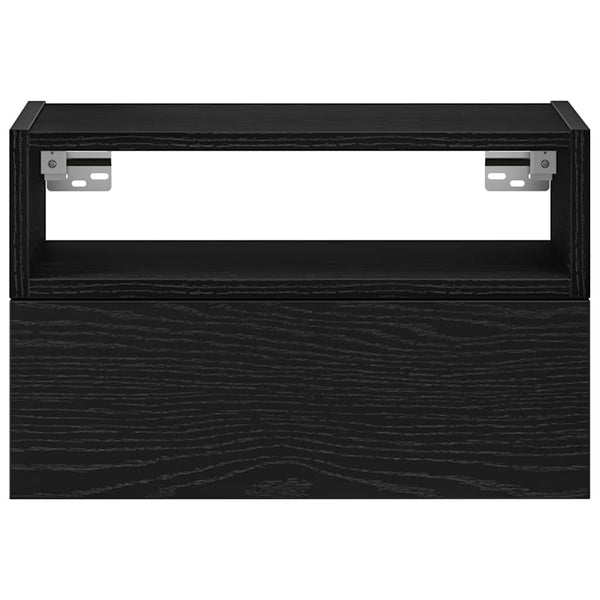 Wand-Nachttische, 2er Set, Schwarz