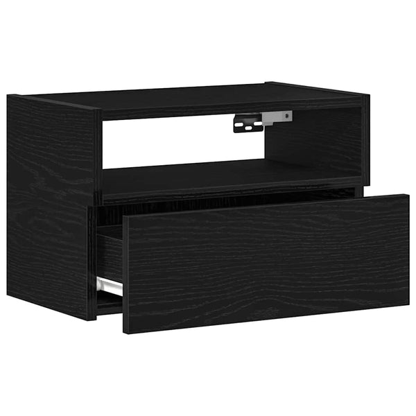 Wand-Nachttische, 2er Set, Schwarz