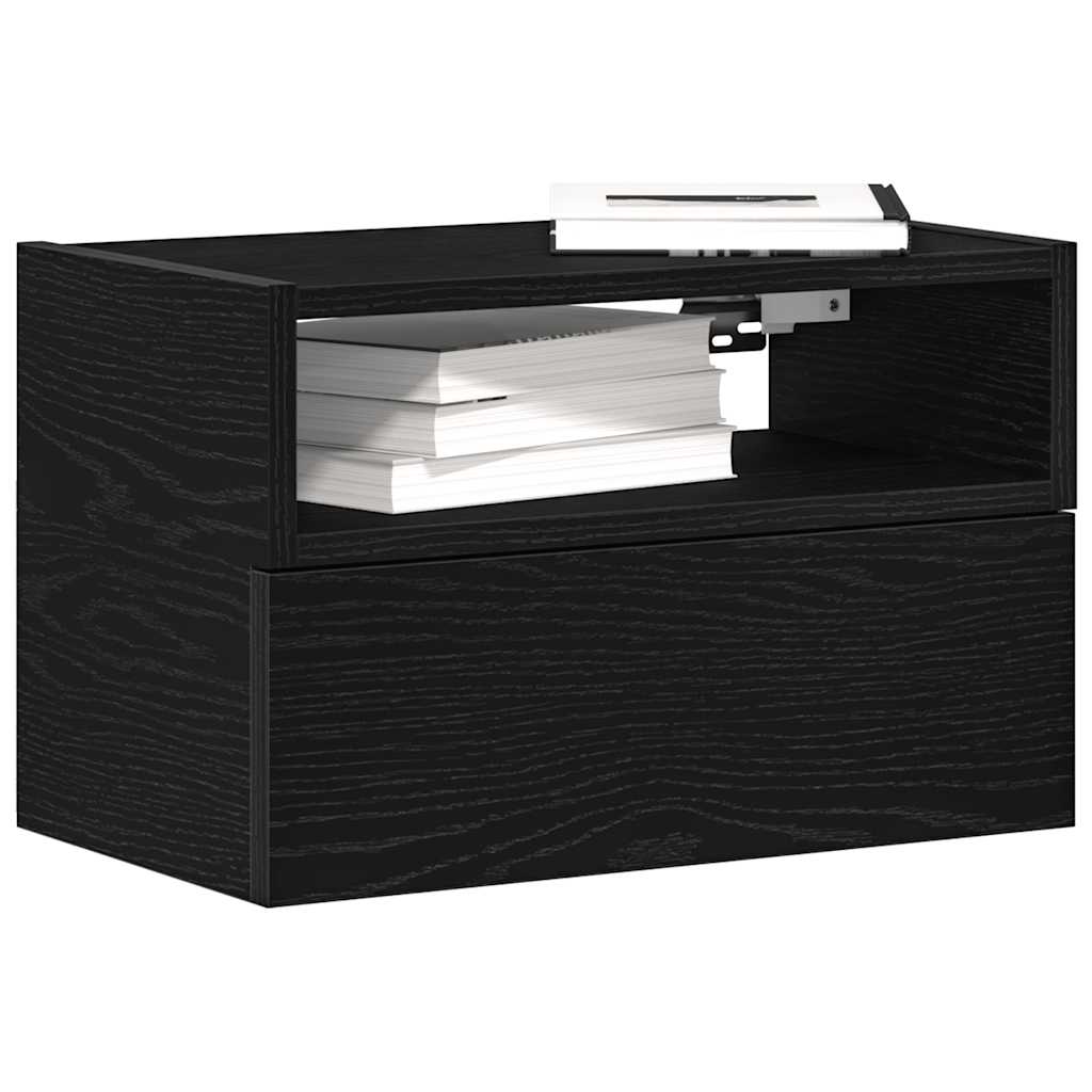Wand-Nachttische, 2er Set, Schwarz