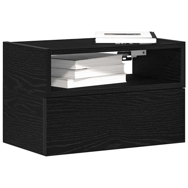 Wand-Nachttische, 2er Set, Schwarz