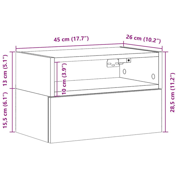 Wand-Nachttische, 2er-Set, Betongrau