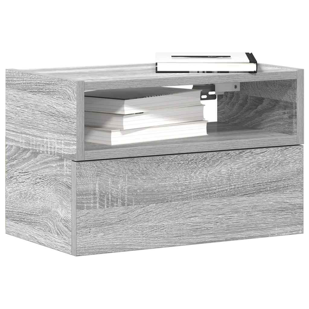 Wand-Nachttische, 2er-Set, Grau Sonoma