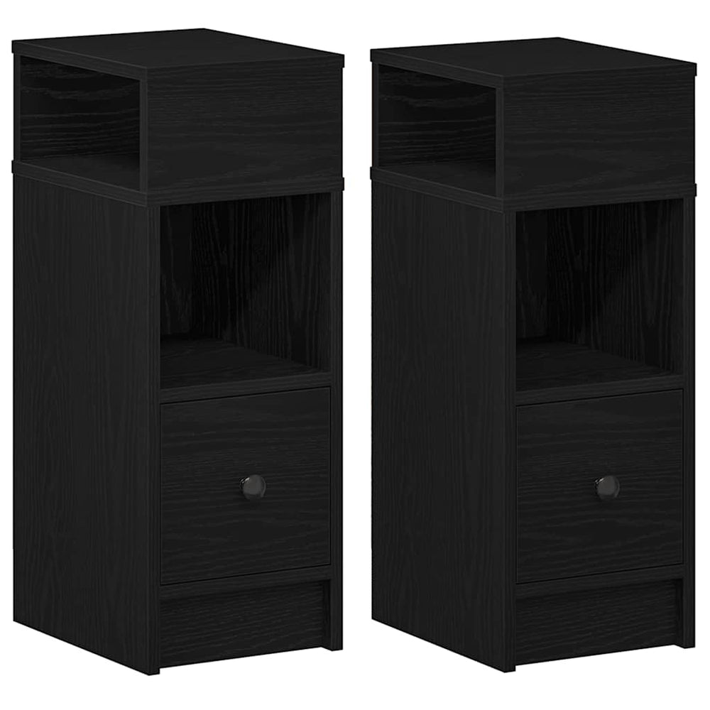 Nachttische Schwarz mit Schublade, 2er Set