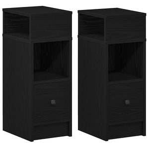 Nachttische Schwarz mit Schublade, 2er Set