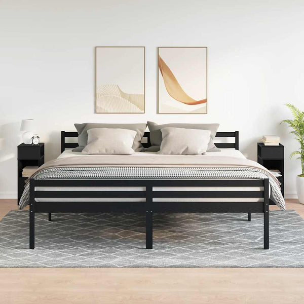 Nachttische Schwarz mit Schublade, 2er Set