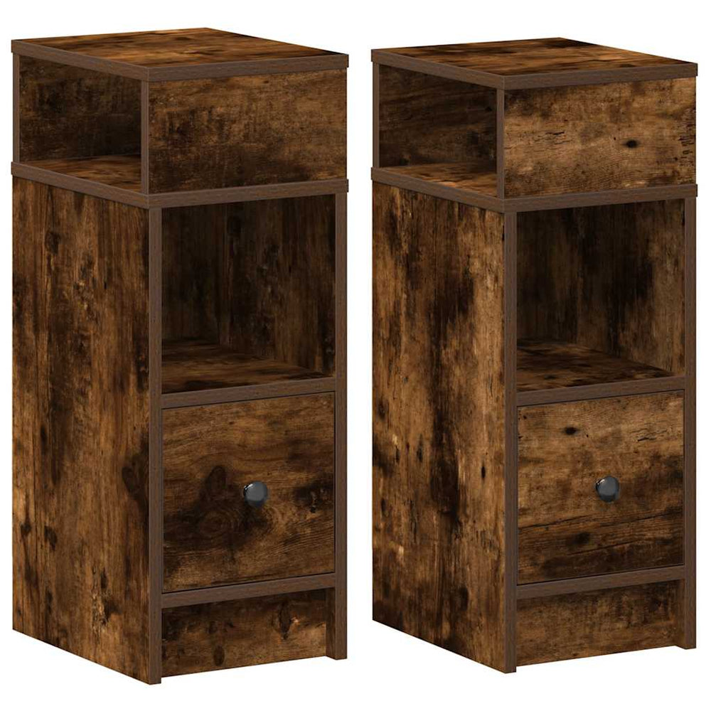 Nachttische 2er Set Räuchereiche 25x31x66 cm