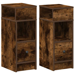 Nachttische 2er Set Räuchereiche 25x31x66 cm
