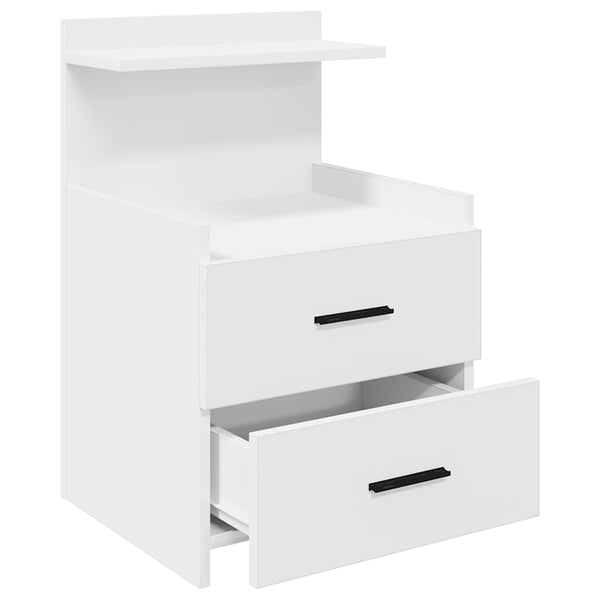 Nachttisch Weiß mit 2 Schubladen