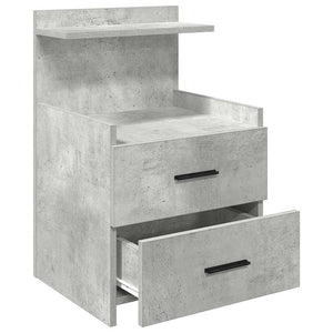 Betongrauer Nachttisch mit 2 Schubladen