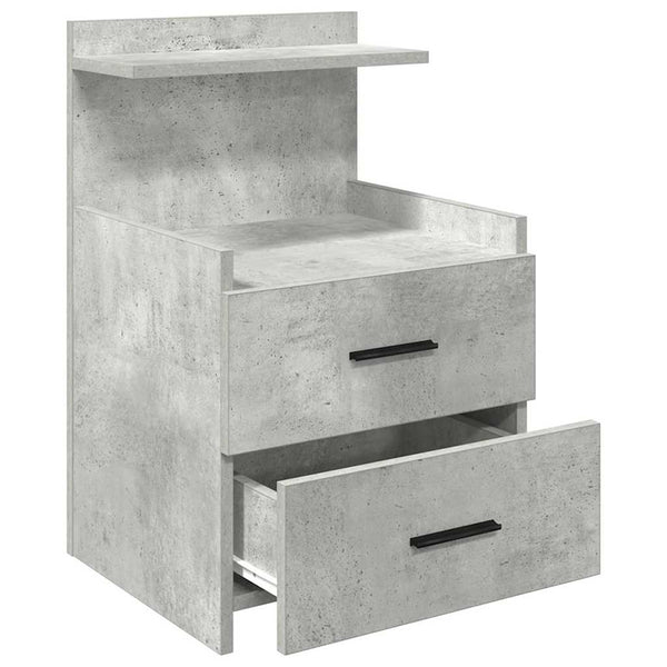 Betongrauer Nachttisch mit 2 Schubladen